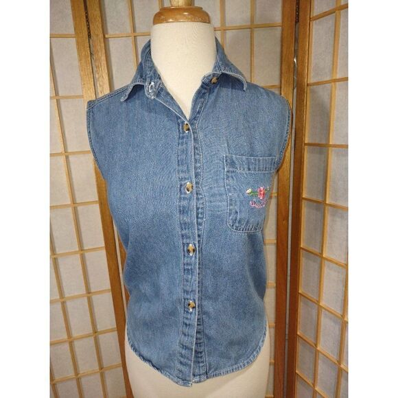 Vtg Chic Med Sweet Chic Denim Top - Picture 6 of 11